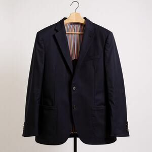 Ibiza Wool Stretch Seersucker Half-Lined Sport Coat Navy Blue Mens Sz 42L Blazer